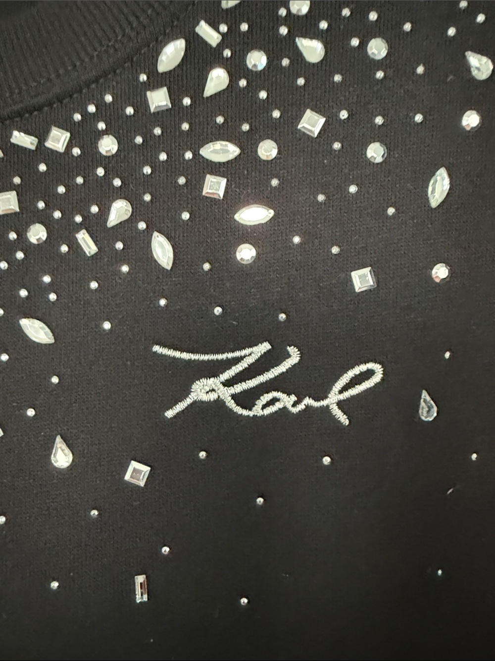 Karl Lagerfeld Black Crystal-Embellished Crewneck Sweatshirt. - Picture 3 of 5